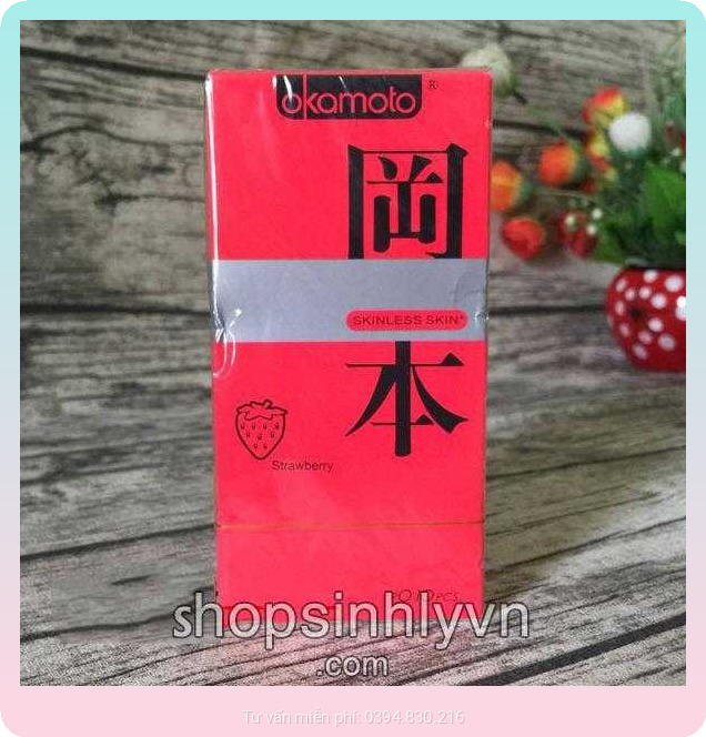 Bao cao su Okamoto strawberry huong dau2 1-shopthanhtung