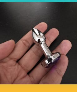 Phich cam kich thich hau mon inox dinh da 1.5cm - Phích cắm kích thích hậu môn inox đính đá 1.5cm
